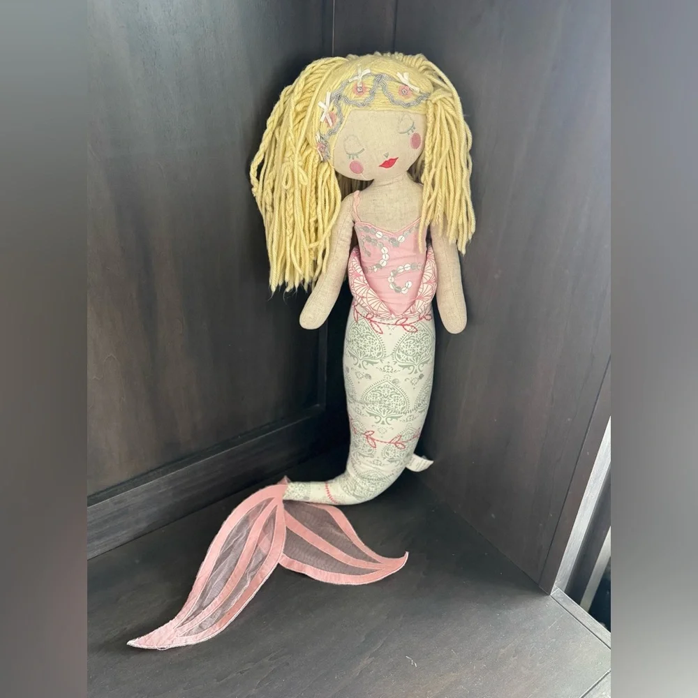 24 in Pottery Barn Mermaid Doll with Pink and Blonde Details